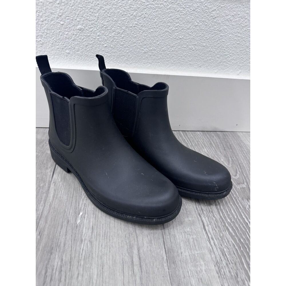 Madewell Women’s Chelsea Waterproof Ankle Rain Boots Pull-On in Black Sz 9
